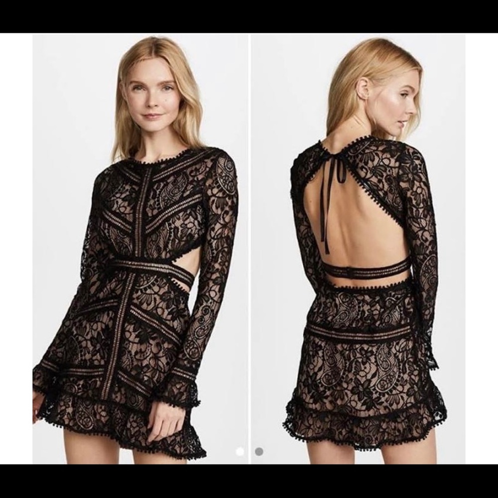 For Love & Lemons black lace cut-out dress